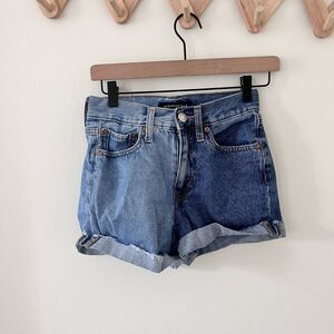 Aeropostale Jean Shorts Girls Womens Blue Mom Shorts Cuffed Two Tone - Size 00